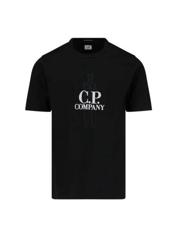 Logo Short Sleeve T-Shirt Black - CP COMPANY - BALAAN 1