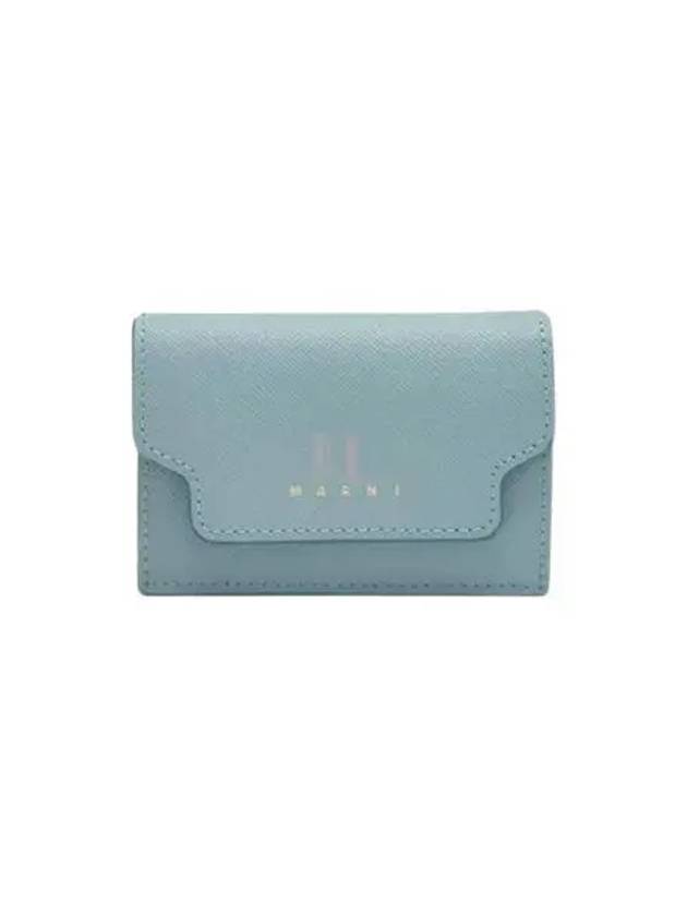 Saffiano Leather Trifold Half Wallet Aquamarine - MARNI - BALAAN 2