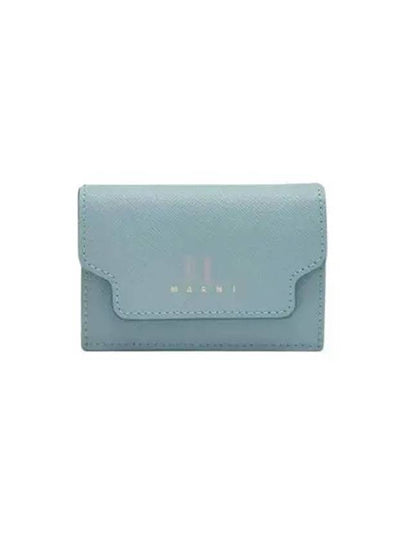 Saffiano Leather Trifold Half Wallet Aquamarine - MARNI - BALAAN 2