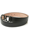 Adjustable Gancini Gunmetal Logo Leather Belt Black - SALVATORE FERRAGAMO - BALAAN 3