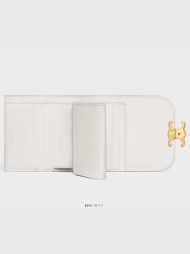 Shiny Triomphe Small Calfskin Half Wallet White - CELINE - BALAAN 4