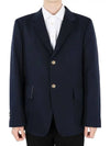 Dyed Gabardine Unconstructed Cotton Jacket Navy - THOM BROWNE - BALAAN 3