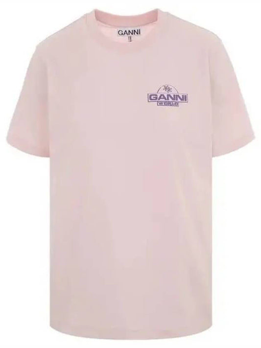 Basic Palm Tree Relaxed Short Sleeve T-Shirt Lotus - GANNI - BALAAN 2