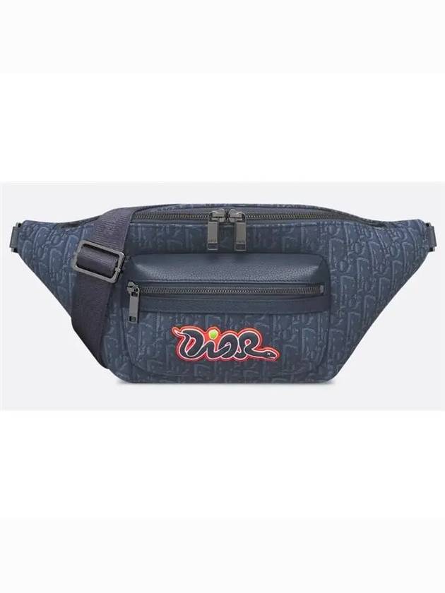 Kaws Dior Oblique Jacquard And Grained Calfskin Rider 2.0 Belt Bag Black - DIOR - BALAAN 2