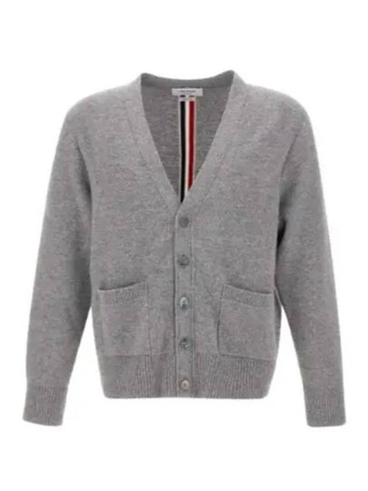 Brushed Effect Virgin Wool Cardigan Grey - THOM BROWNE - BALAAN 2