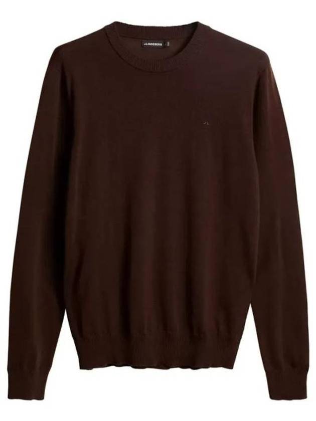 Men's Keane Crew Neck Merino Sweater Bitter Chocolate - J.LINDEBERG - BALAAN 2