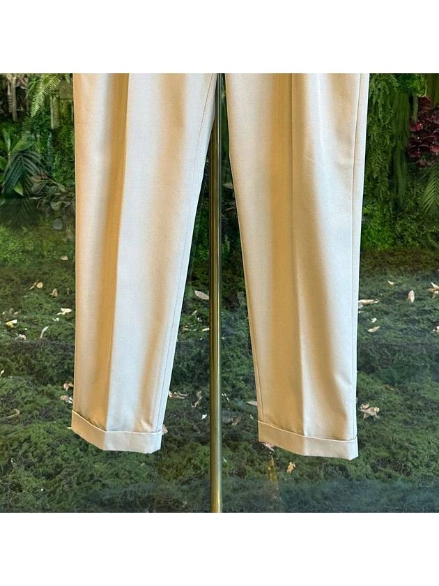 Pintuck Viscose Virgin Wool Tapered Straight Pants Beige - LORO PIANA - BALAAN 4