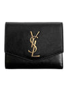 Uptown Compact Leather Wallet Black - SAINT LAURENT - BALAAN 2