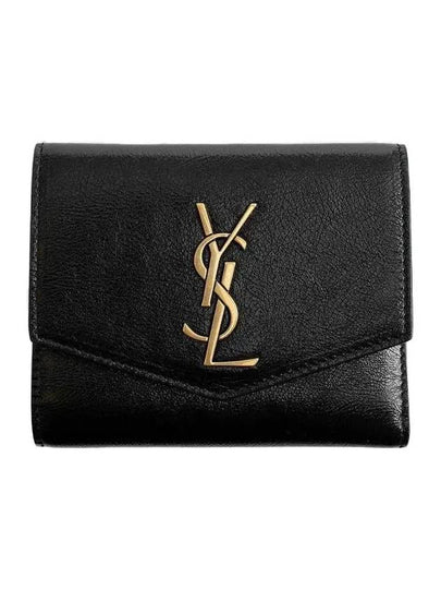 Uptown Compact Leather Wallet Black - SAINT LAURENT - BALAAN 2