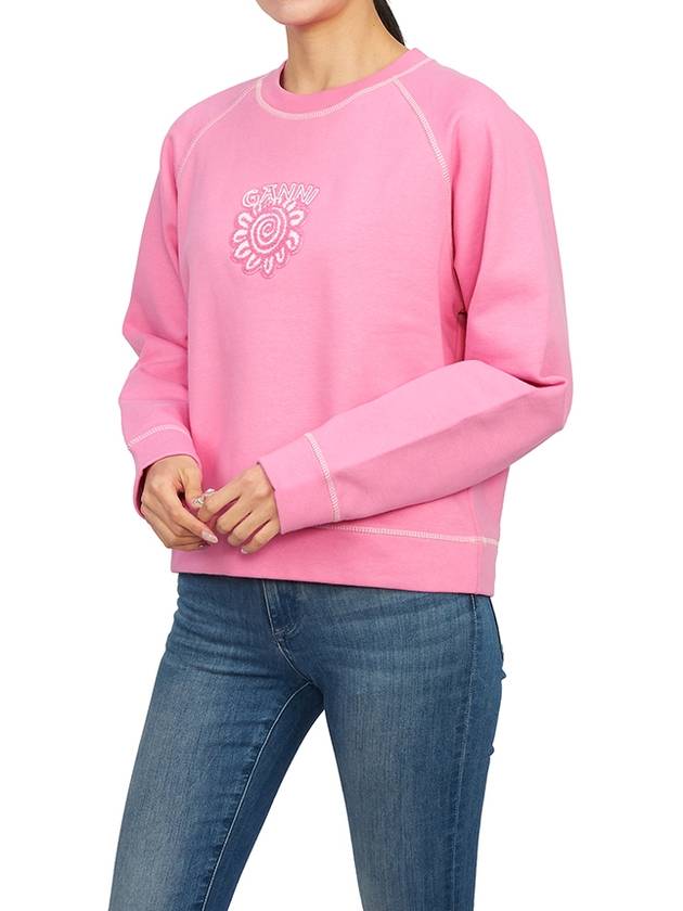 Isoli Cotton Sweatshirt Pink - GANNI - BALAAN 6