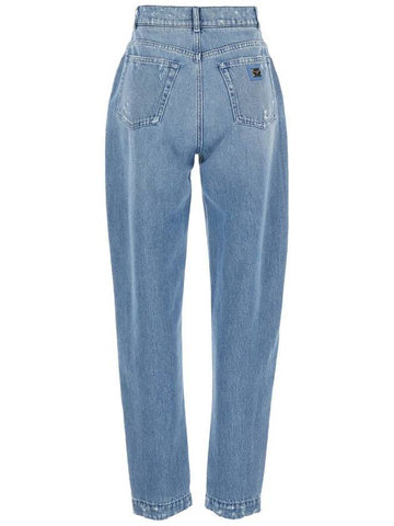 'Amber' Light Blue Jeans With Rips In Cotton Denim Woman - DOLCE&GABBANA - BALAAN 1