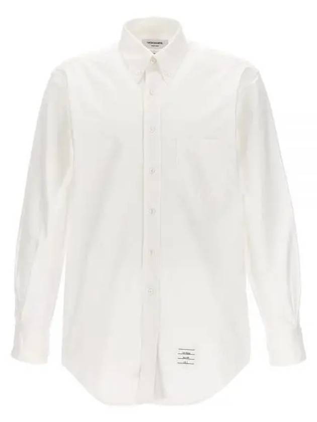 Men's Logo Patch Classic Cotton Long-Sleeve Shirt White - THOM BROWNE - BALAAN 2