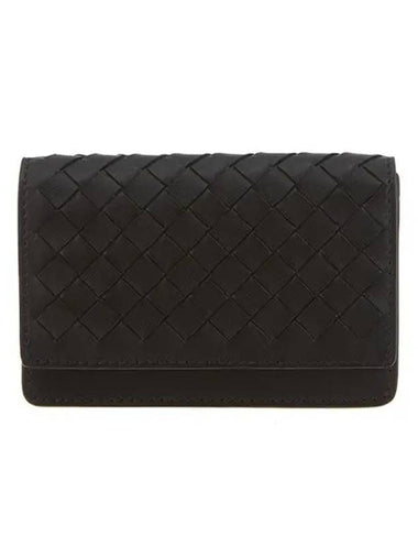 Intrecciato Leather Card Wallet Black - BOTTEGA VENETA - BALAAN 1