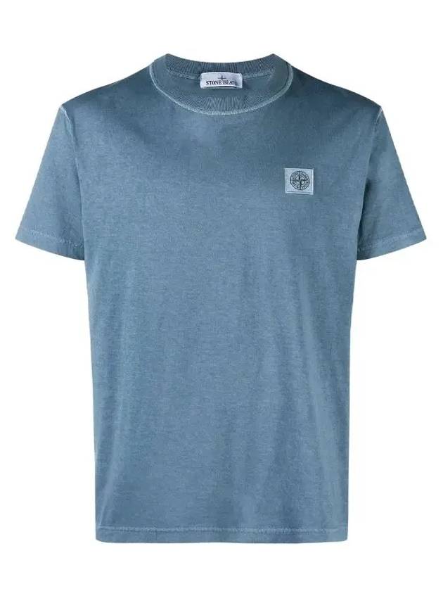 Pisato Effect Logo Patch Short Sleeve T-Shirt Avio Blue - STONE ISLAND - BALAAN 2