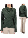 Women's Twisted Cotton Satin Blouse Hunter Green - LEMAIRE - BALAAN 2