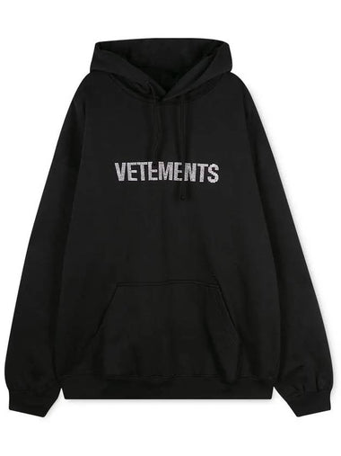 Women s Crystal Logo Black Hoodie UAH21TR633 1606 - VETEMENTS - BALAAN 1