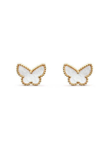 Sweet Alhambra Butterfly Earrings Gold White - VANCLEEFARPELS - BALAAN 1