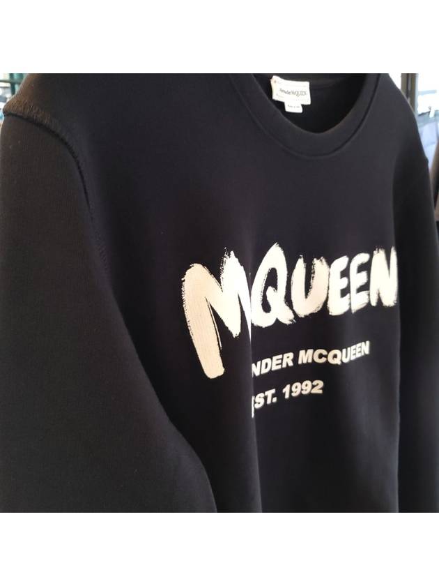 Men's Graffiti Logo Sweatshirt Black - ALEXANDER MCQUEEN - BALAAN 8