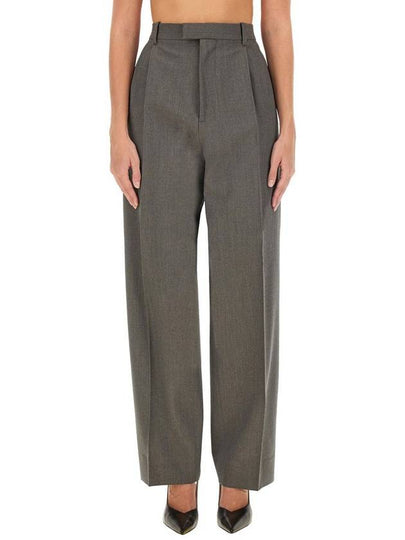 Pleated Straight Pants Grey Melange - BOTTEGA VENETA - BALAAN 2