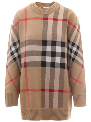 Check Technical Jacquard Wool Knit Top Beige - BURBERRY - BALAAN 1