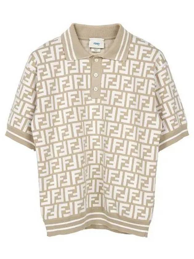 FF Logo All-Over Polo Shirt Beige - FENDI - BALAAN 2