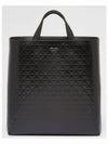 logo brushed leather tote bag black - PRADA - BALAAN 3