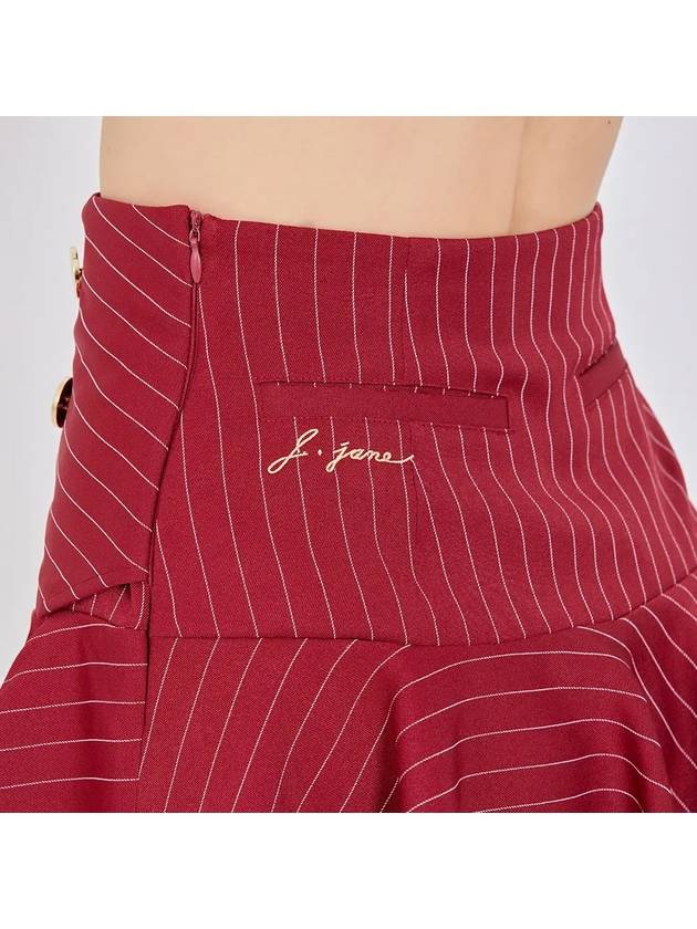 Women s Golf Wear Double Button Stripe Culotte Pants Wine - J JANE - BALAAN 4