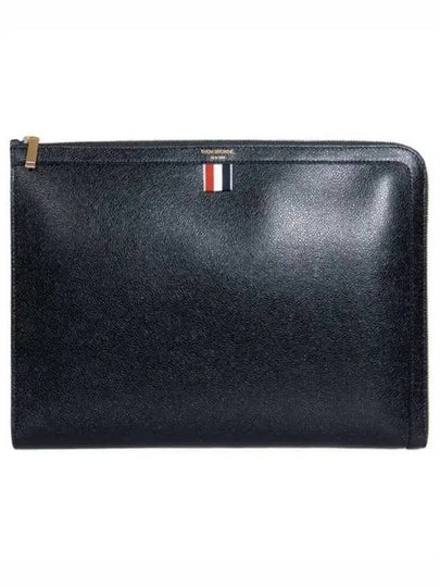 Three Stripes Tab Pebble Document Folio Clutch Bag Black - THOM BROWNE - BALAAN 2