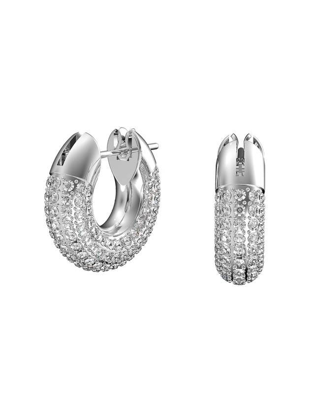 Dextara Crystal Small Hoop Earrings Silver - SWAROVSKI - BALAAN 1