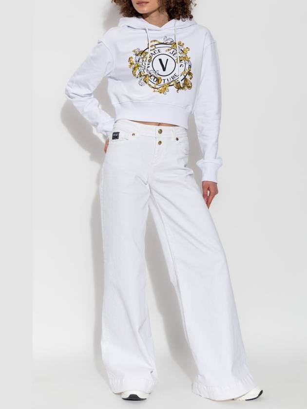 Versace Jeans Couture Sweatshirt With Print And Shimmering Sequins, Women's, White - VERSACE - BALAAN 2