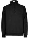 Lens Wappen Fleece Half Zip Up Sweatshirt Black - CP COMPANY - BALAAN 2