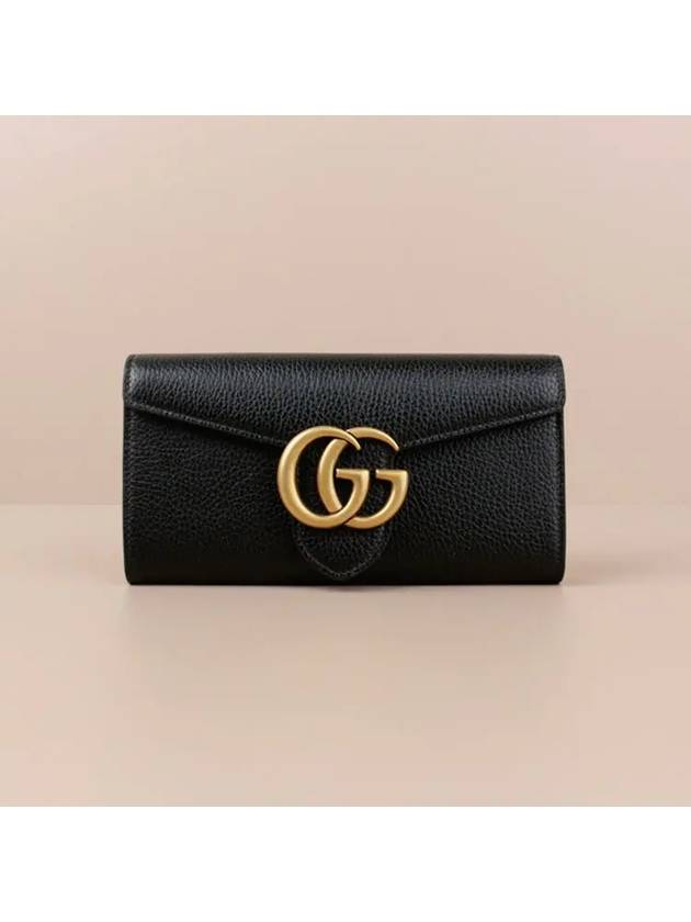 GG Logo Marmont Flap Long Wallet Black 779776 A7M0T 1000 - GUCCI - BALAAN 1