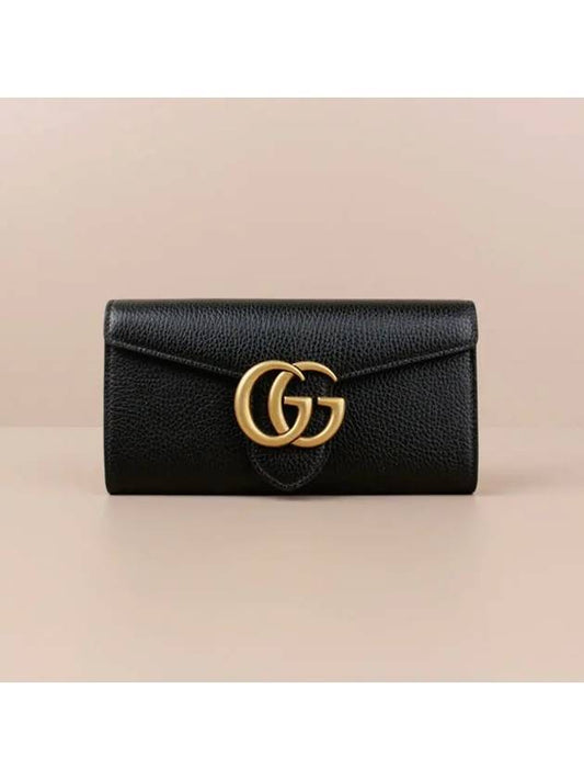 GG Logo Marmont Flap Long Wallet Black 779776 A7M0T 1000 - GUCCI - BALAAN 1