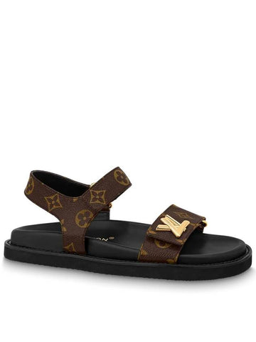 LV Sunset Comfort Flat Sandals Brown - LOUIS VUITTON - BALAAN.