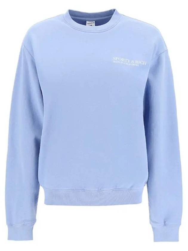 California Crew Neck Cotton Sweatshirt Light Blue - SPORTY & RICH - BALAAN 6