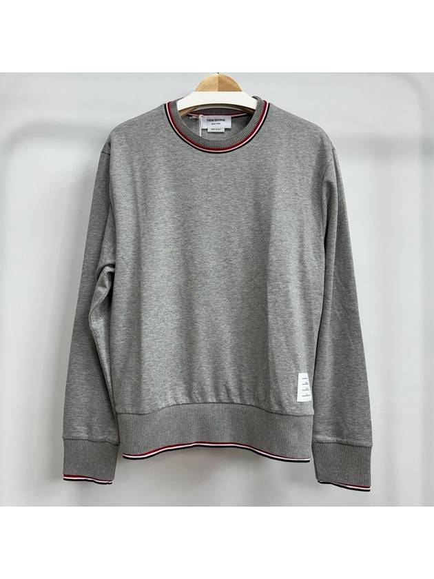 Logo Tab RWB Stripe Trimming Knit Top Grey - THOM BROWNE - BALAAN 2