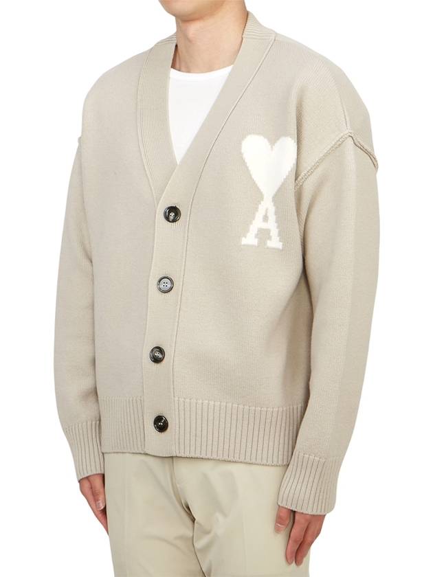 De Coeur Logo Wool Cardigan Light Beige - AMI - BALAAN 3