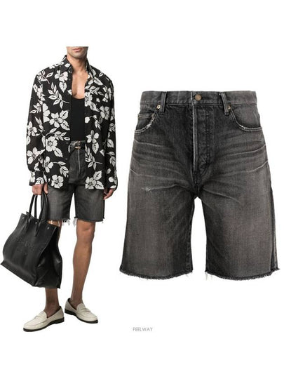 Washing Denim Bermuda Shorts Grey - SAINT LAURENT - BALAAN 2