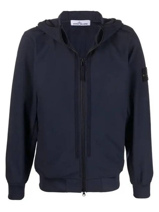Wappen Patch Soft Shell Hooded Jacket Navy - STONE ISLAND - BALAAN 1
