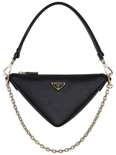 Triangle Saffiano Leather Shoulder Bag Black - PRADA - BALAAN 2