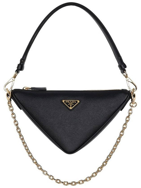 Triangle Saffiano Leather Shoulder Bag Black - PRADA - BALAAN 2