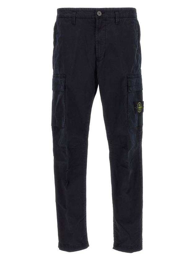 Stretch Cotton Gabardine Garment Dyed Cargo Straight Pants Navy - STONE ISLAND - BALAAN 1
