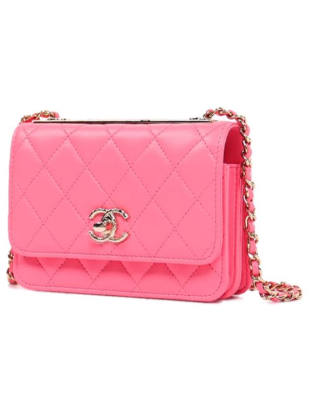 CC Lambskin Chain Mini Cross Bag Hot Pink - CHANEL - BALAAN 3