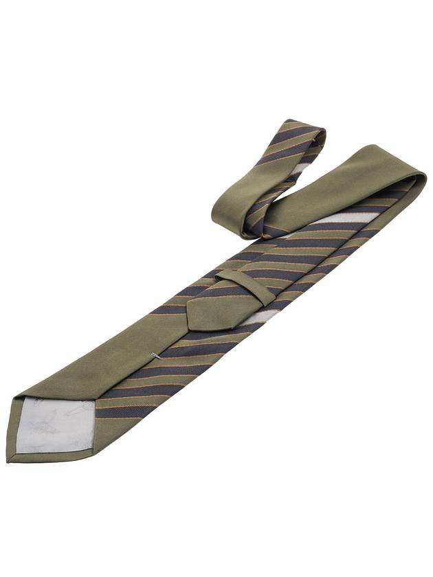 Striped Jacquard Silk Tie Olive - VIVIENNE WESTWOOD - BALAAN 5