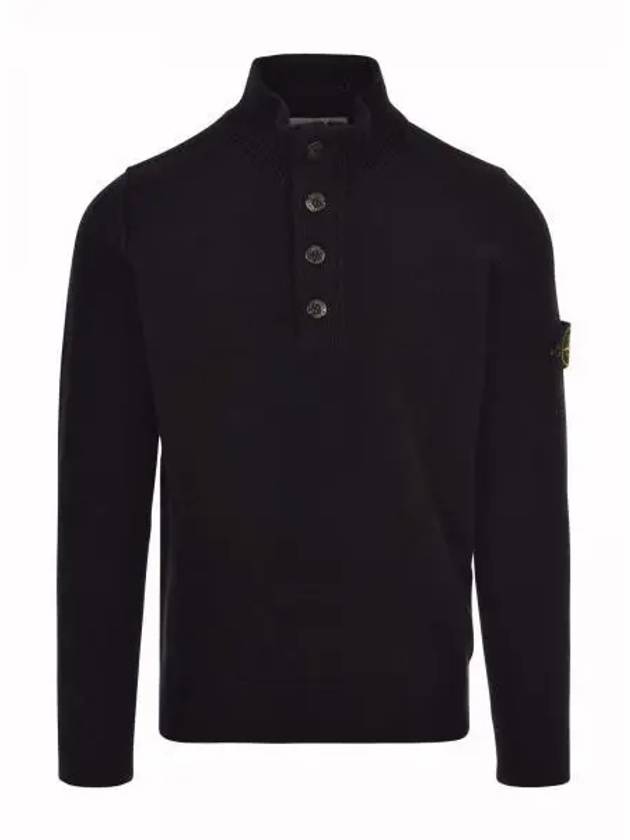 Wappen Patch Button Knit Top Black - STONE ISLAND - BALAAN 2