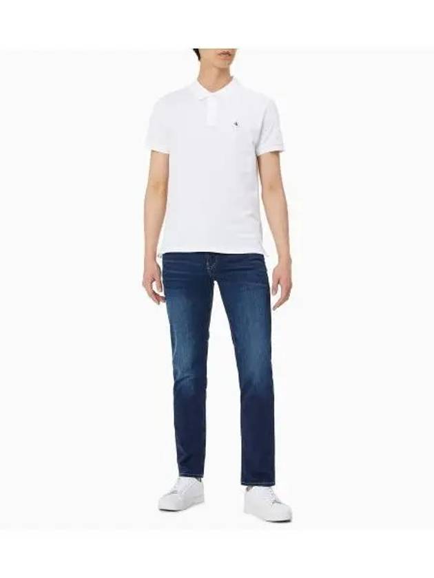 JEANS Men s White Slim Fit CK Badge Logo Polo Short Sleeve T Shirt J324246 YAF - CALVIN KLEIN - BALAAN 2