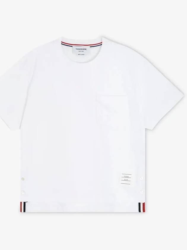 Midweight Jersey Boxy Pocket Short Sleeve T-Shirt White - THOM BROWNE - BALAAN 3