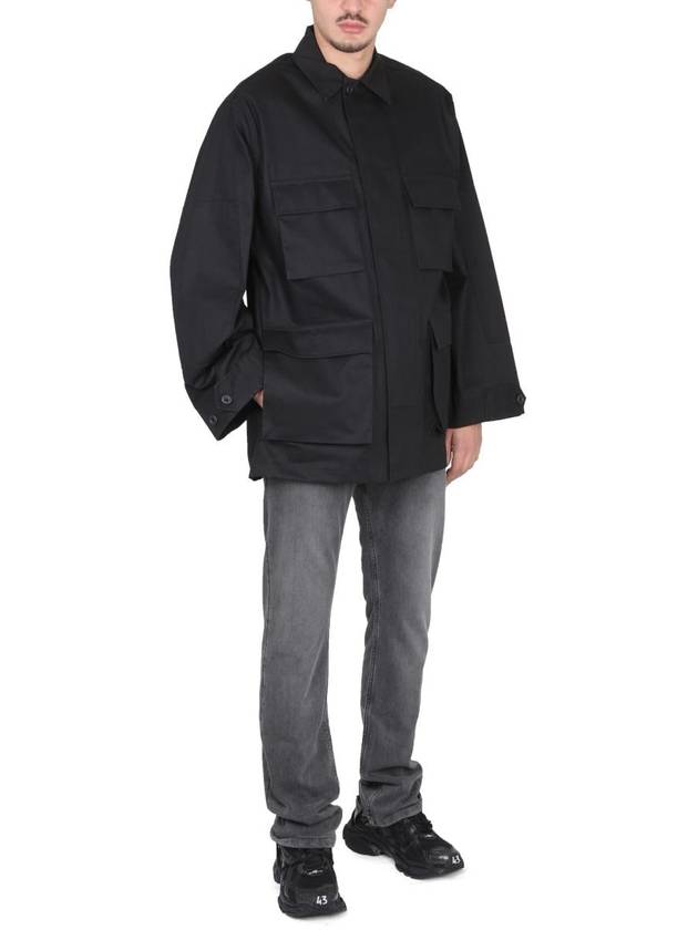 Men's Cotton Drill Cargo Jacket Black - BALENCIAGA - BALAAN 3