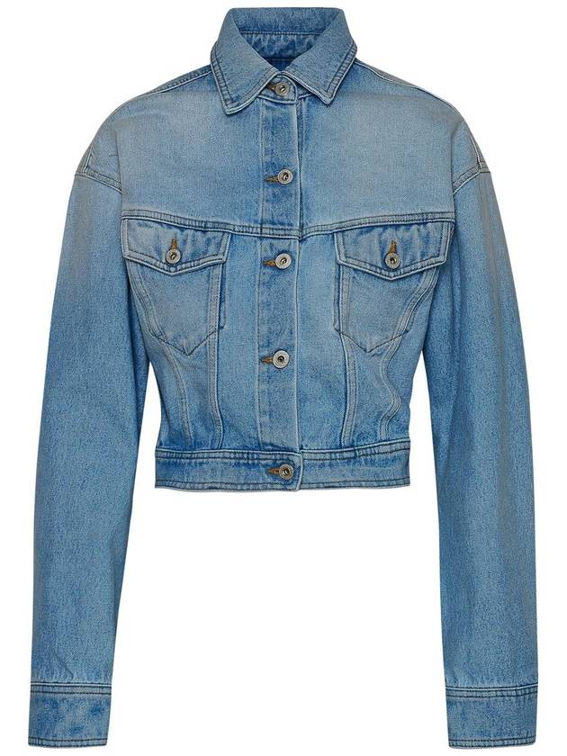 Women's Toy Box Bleach Crop Denim Jacket Blue - OFF WHITE - BALAAN 2