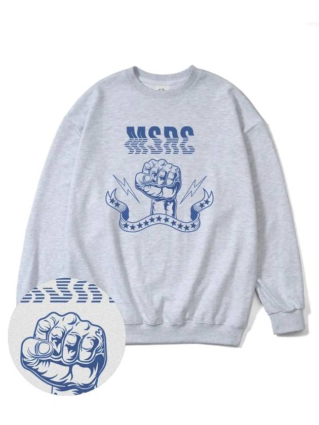 Punchline Indigo Blue Overfit Sweatshirt Melange Grey - MONSTER REPUBLIC - BALAAN 4